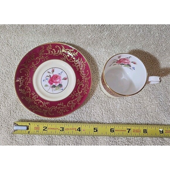 Swansea Rose (Magenta) Demitasse Cup and Saucer R139 Signed W Birbeck - Picture 3 of 14